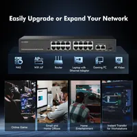 PoE комутатор 19 портів (16xPoE+ 100Mb, 2xGigabit, 1xSFP), 300W, Binardat — фото 5