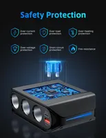 Разветвитель прикуривателя 7-в-1 (180W), USB-C PD 30W + QC 3.0, Вольтметр, Выключатели
