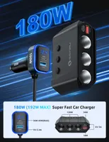 Разветвитель прикуривателя 7-в-1 (180W), USB-C PD 30W + QC 3.0, Вольтметр, Выключатели — фото 7