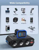 Розгалужувач прикурювача 7-в-1 (180W), USB-C PD 30W + QC 3.0, Вольтметр, Вимикачі — фото 2