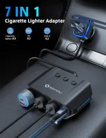Розгалужувач прикурювача 7-в-1 (180W), USB-C PD 30W + QC 3.0, Вольтметр, Вимикачі — фото 4