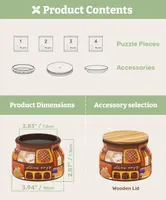 3D Пазл-ваза PieceRelax "Jar" (64 детали), Пластик, С деревянной крышкой, Органайзер
