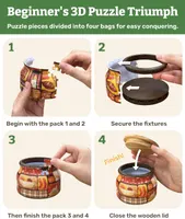 PieceRelax 3D Puzzle Jar 64 Plastic Pieces for Adults - Live Cozy - Wooden Lid Container for Kitchen Dining Study Living Room No Glue Requied Small — фото 6