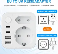 Адаптер для подорожей (UK Adapter): Європа -> Великобританія, 4 USB (2xType-C), Білий — фото 4