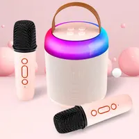 Караоке-система детская с 2 микрофонами и LED подсветкой, Bluetooth, Розовая — фото 7