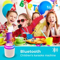 Караоке-система детская с 2 микрофонами и LED подсветкой, Bluetooth, Розовая — фото 8
