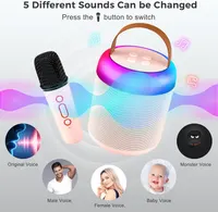 Караоке-система дитяча з 2 мікрофонами та LED підсвічуванням, Bluetooth, Рожева — фото 3