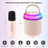 Караоке-система дитяча з 2 мікрофонами та LED підсвічуванням, Bluetooth, Рожева — фото 4