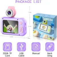Дитяча камера-іграшка з поворотним об'єктивом 180°, Селфі, 32GB, Фіолетова