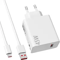 ASKUBSKU 45W Charger & USB C Cable Combo for Xiaomi Devices: 1m Cable, 45W/6A Fast Charging, Type C to USB, Data Transfer, UK Plug