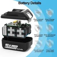 Акумулятор для Makita 18V 5000mAh (Набір 2 шт), Заміна BL1850B/BL1860B, Li-ion — фото 4