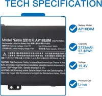 Акумулятор для Acer Predator Helios 300/Nitro 5 (AP18E7M/AP18E8M), 58Wh, 15.4V — фото 3