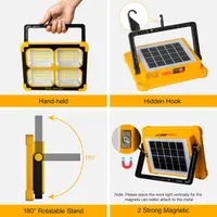 Мощный строительный прожектор 100W (Solar/USB), 12000mAh Power Bank, Магнит — фото 2