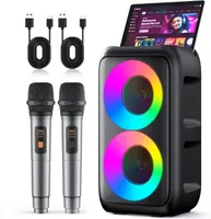 Karaoke Machine, Portable Bluetooth Speaker with 2 Wireless Karaoke Microphones, 10W Karaoke for Adults Kids with Upgraded Subwoofer, PA System, Support TWS/TF/USB/AUX, Party — фото 2