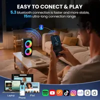 Karaoke Machine, Portable Bluetooth Speaker with 2 Wireless Karaoke Microphones, 10W Karaoke for Adults Kids with Upgraded Subwoofer, PA System, Support TWS/TF/USB/AUX, Party — фото 3
