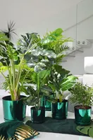 KORAD Set of 4 Pots with Saucer Diameter 16 cm, Design 087 - Green Glossy; Glamour; Modern, High Gloss, Classic, Rustic, Loft, for Plants, Herbs. — фото 6