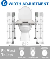 Сидіння-надставка на унітаз з поручнями (Raised Toilet Seat), Регульоване, Для літніх — фото 3