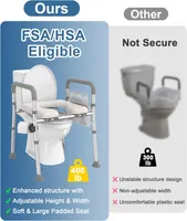 Сидіння-надставка на унітаз з поручнями (Raised Toilet Seat), Регульоване, Для літніх — фото 4