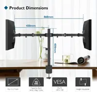 Кронштейн для двух мониторов BONTEC (13-27"), Настольный, VESA, Сталь — фото 3