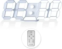 3D LED Часы настенные/настольные EDUP HOME (9.7 дюймов), Пульт ДУ, Будильник