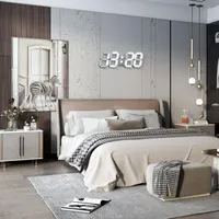 3D LED Часы настенные/настольные EDUP HOME (9.7 дюймов), Пульт ДУ, Будильник — фото 4