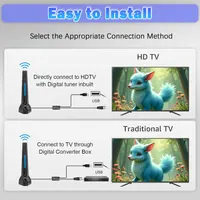 Комнатная ТВ антенна цифровая (4K HDTV), Усилитель сигнала, Магнитная, 3 метра — фото 5