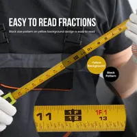 Tape Measure 25 ft, 1 Pack Easy Read Measuring Tape Retractable with Fractions 1/8, Measurement Tape 25-Foot by 1-Inch — фото 6