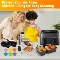Hot Air Fryer Accessories for Philips Dual Basket Airfryer 3000 Series 6L/3L - NA350 Airfryer Silicone Mould Accessory Set - 23 Pieces Cooking Grids, Bread Baking Moulds, Oil Spray, etc. — фото 5