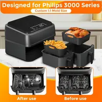Hot Air Fryer Accessories for Philips Dual Basket Airfryer 3000 Series 6L/3L - NA350 Airfryer Silicone Mould Accessory Set - 23 Pieces Cooking Grids, Bread Baking Moulds, Oil Spray, etc. — фото 8