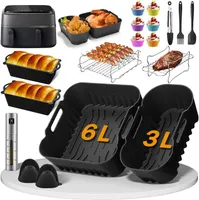 Hot Air Fryer Accessories for Philips Dual Basket Airfryer 3000 Series 6L/3L - NA350 Airfryer Silicone Mould Accessory Set - 23 Pieces Cooking Grids, Bread Baking Moulds, Oil Spray, etc. — фото 9