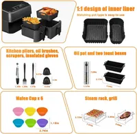 Набір аксесуарів для подвійної фритюрниці (Dual Basket Air Fryer), 23 предмети, Силікон — фото 4