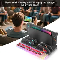Зарядная док-станция для Nintendo Switch 2 Joy-Con с RGB подсветкой и 9 слотами для игр — фото 3