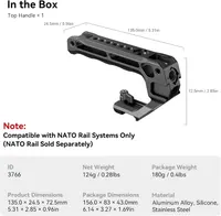 Верхняя ручка SmallRig NATO Top Handle (Lite) с 5 башмаками, Быстросъемная, 3766 — фото 3