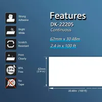 Термоетикетка безперервна 62 мм x 30.48 м (DK-22205) для Brother QL, 1 рулон — фото 3