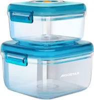 Aigostar - Vacuum Seal Food Storage Containers, 2-Piece Combo Pack, Durable Food Grade Material, Leak Proof Food Containers, Blue.