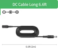 Удлинитель кабеля питания DC 5.5x2.1 мм (2 шт по 2 метра), Для камер/LED лент, Черный