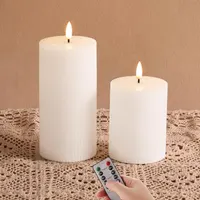 Світлодіодні свічки з воску 2 шт Eywamage, Білі рифлені з пультом ДК, Імітація полум'я — фото 6