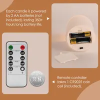 Світлодіодні свічки з воску 2 шт Eywamage, Білі рифлені з пультом ДК, Імітація полум'я — фото 7