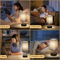 Bedside Lamps - Touch Lamps with USB-C+A Charging Ports, 3-Way Dimmable Table Lamp for Bedroom Living Room with Grey Fabric Shade 1 штука — фото 6