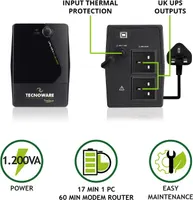Источник бесперебойного питания (ИБП) Tecnoware ERA PLUS 1200VA, Для ПК и роутера — фото 5