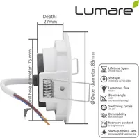 Точечный встраиваемый светильник Lumare LED 4W (Диммируемый, IP44, 2700K), Круглый — фото 5