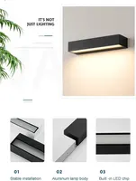 Уличный настенный LED светильник BESNUT (12W, 20 см, IP65), Прямоугольный бра, Черный — фото 4