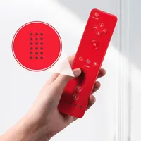 AUFGLO Wii Remote Controller and Nunchuck Controllers for Wii U, including silicone case and wrist strap (red+blue)