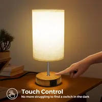 Сенсорная настольная лампа Suright с тканевым абажуром (3 режима, USB A+C), Для спальни — фото 3