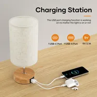 Сенсорная настольная лампа Suright с тканевым абажуром (3 режима, USB A+C), Для спальни — фото 4