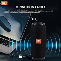 Портативна Bluetooth колонка T&G сабвуфер IPX4 TWS стерео звук для вулиці дому чорна — фото 5