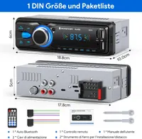 Автомагнітола 1DIN CENXINY Bluetooth FM MP3 2xUSB SD AUX пульт для автомобіля — фото 3
