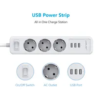 Мережевий фільтр подовжувач JSVER 3 розетки 3 USB захист перенапруги кабель 2м розумний блок — фото 4