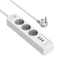 Сетевой фильтр удлинитель JSVER 3 розетки 3 USB защита перенапряжения кабель 2м умный блок — фото 2