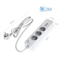 Сетевой фильтр удлинитель JSVER 3 розетки 3 USB защита перенапряжения кабель 2м умный блок — фото 3